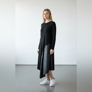 COMME DES GARÇONS Mixed Media Fabrics Asymmetrical Statement Dress Black Medium